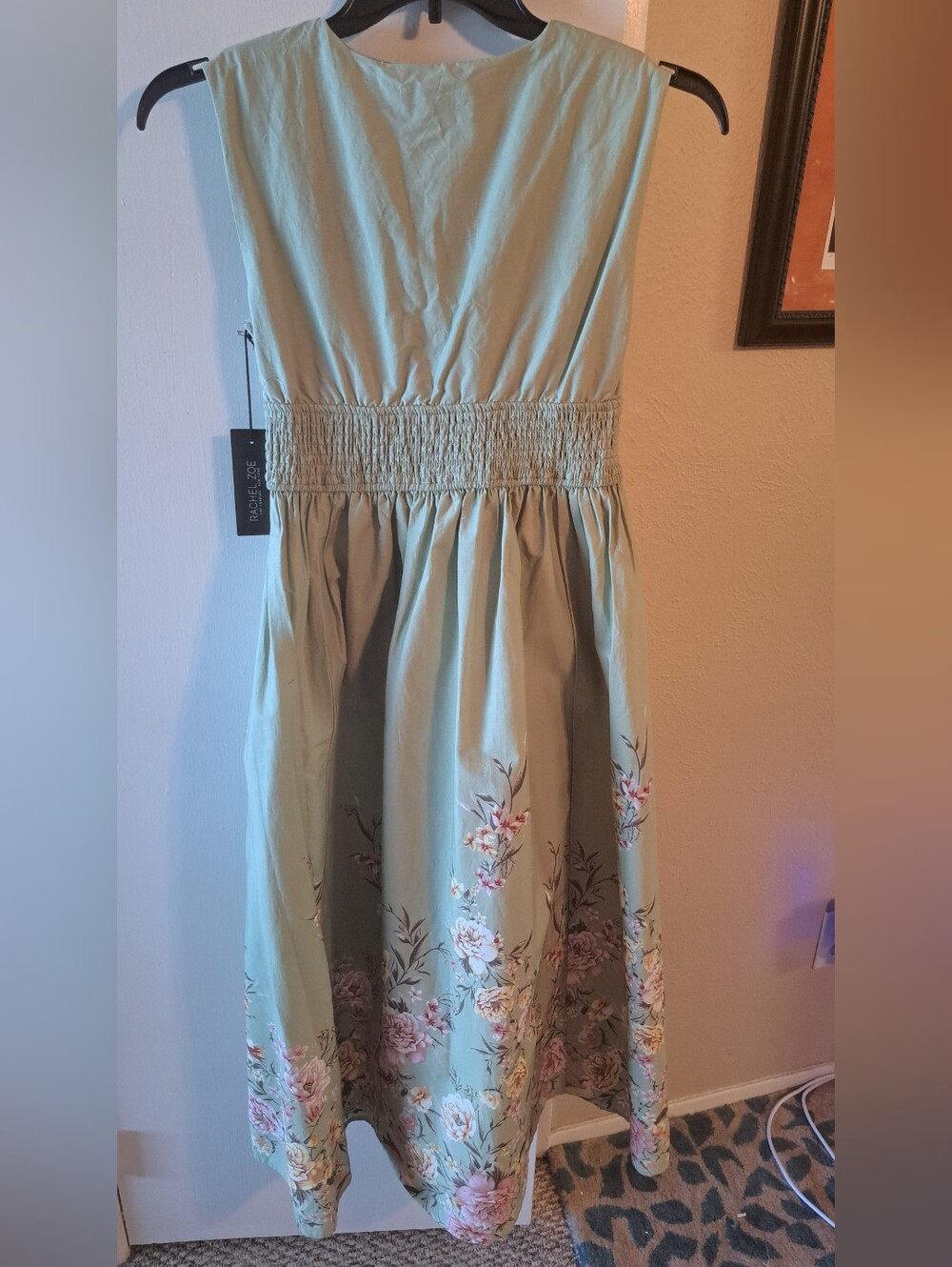 Rachel Zoe Size 2 NWT 97% Cotton  2% Spandex Sage Floral Dress With Pockets - Picture 6 of 8